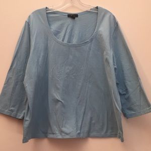Light blue plus size tee shirt, scoop neck